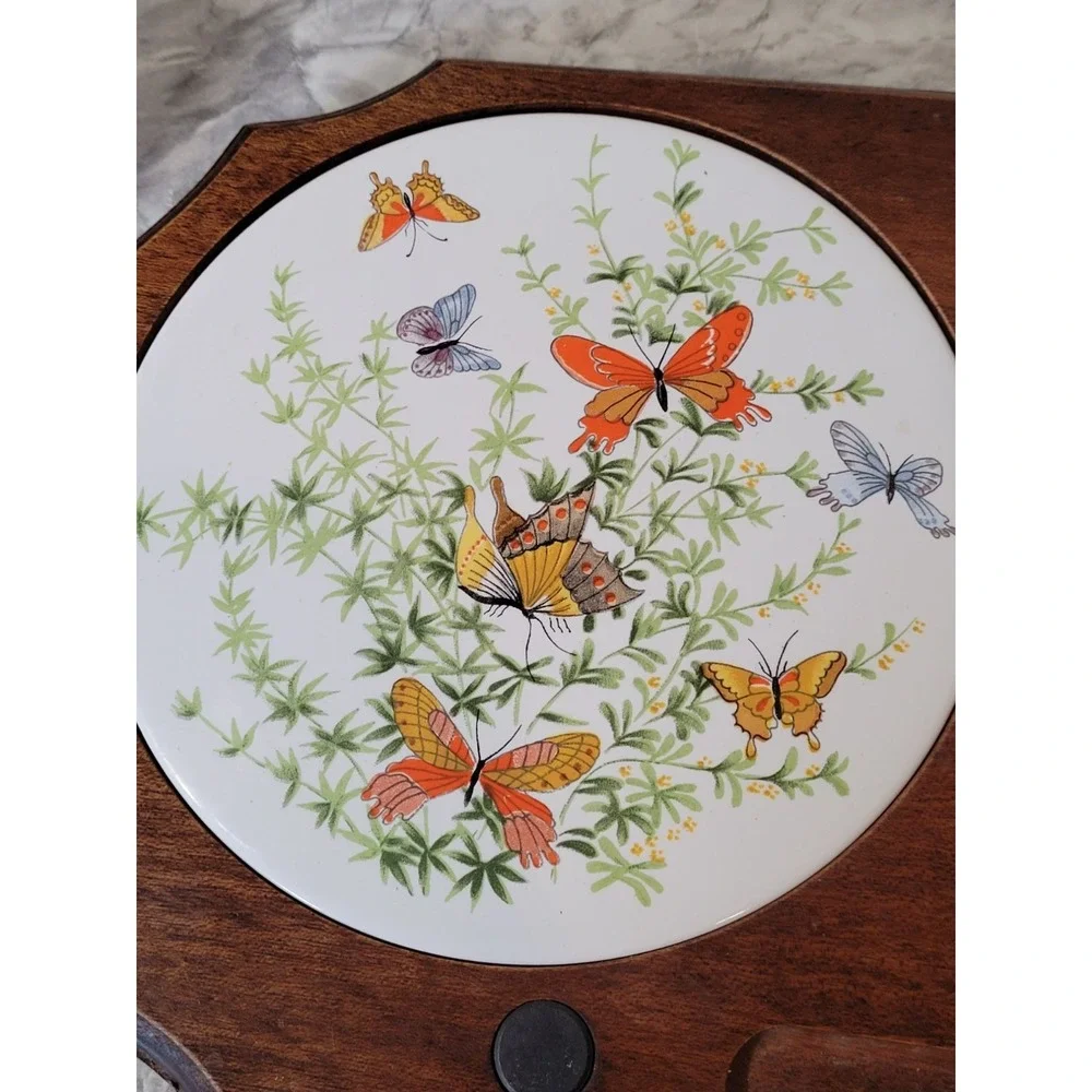 Vintage Shafford Japan Wooden Cheese Cracker Charcuterie Board Butterfly